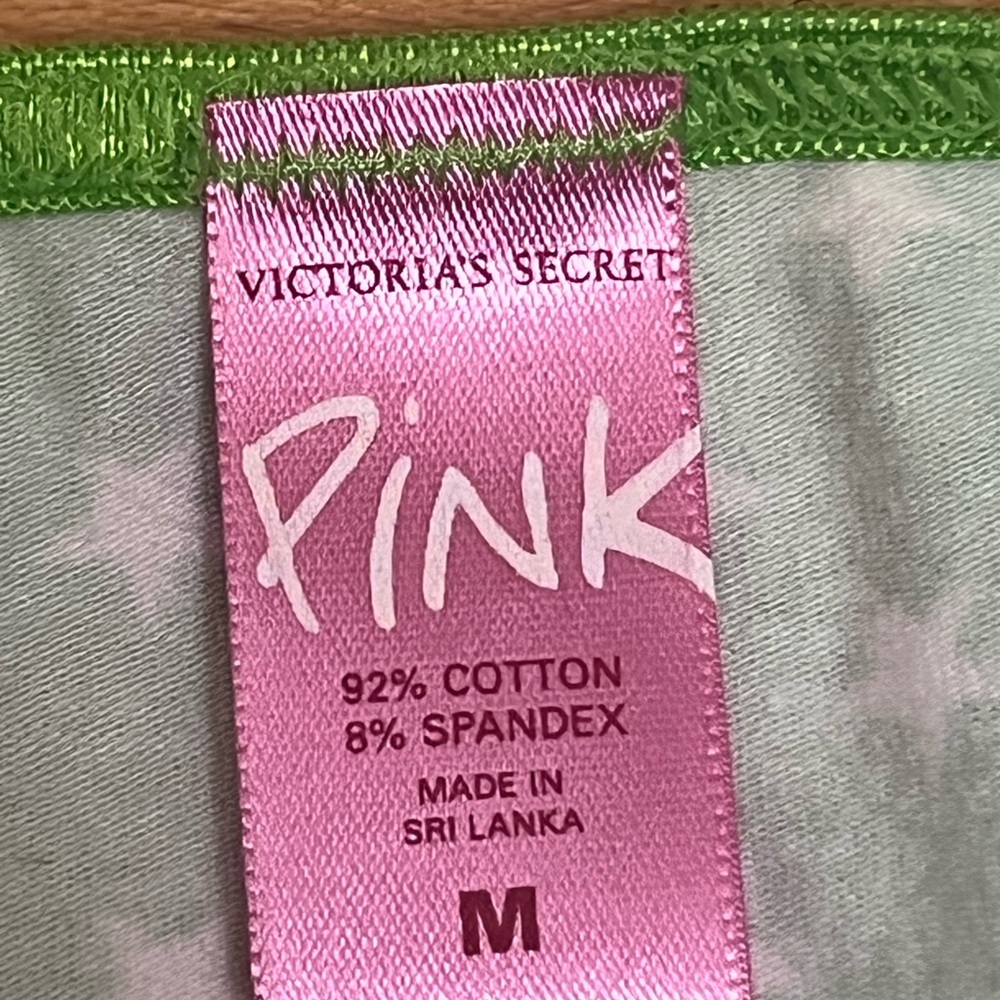 Y2K Vintage Victoria Secret PINK Panties Size Medium Green with White Stars - Picture 6 of 7